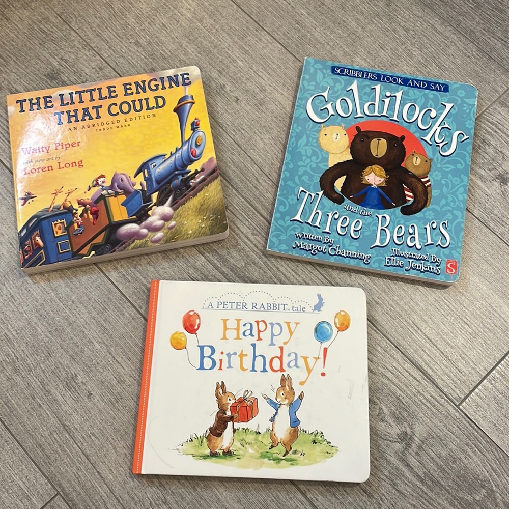 Board Book Lot (3): Little Engine, Goldilocks, Peter Rabbit Birthday